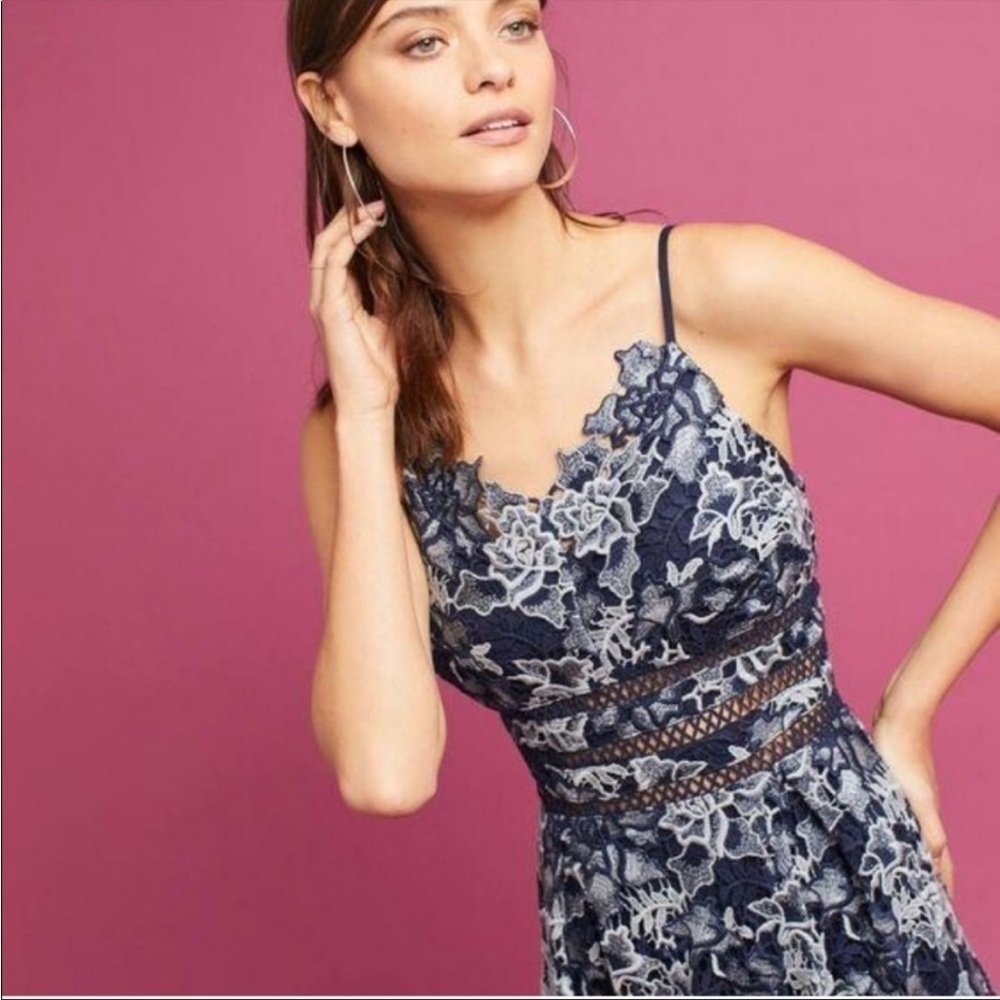 EUC Anthro Eri + Ali Troye Floral Lace Dress M